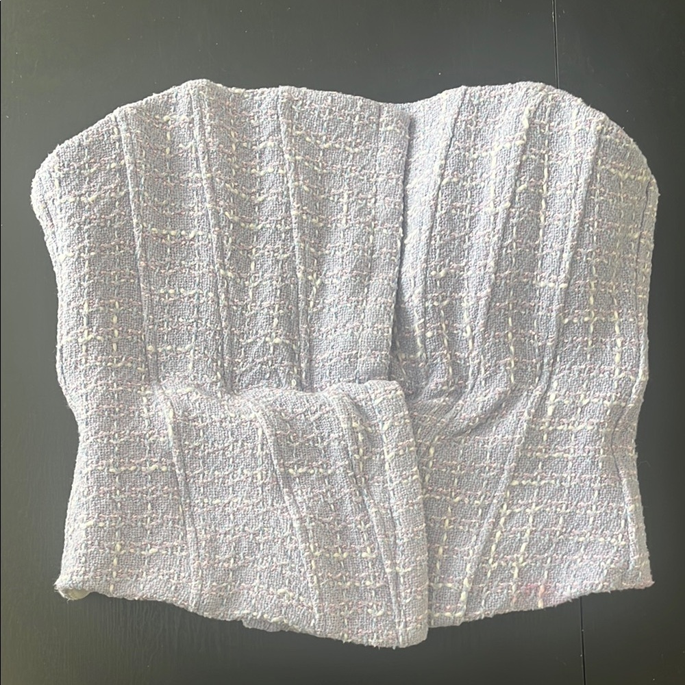 Textured Strapless Corset Top in Light Purple